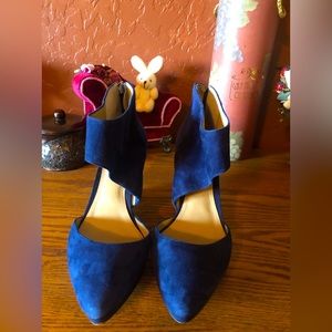 BCBG Blue Suede Wedges